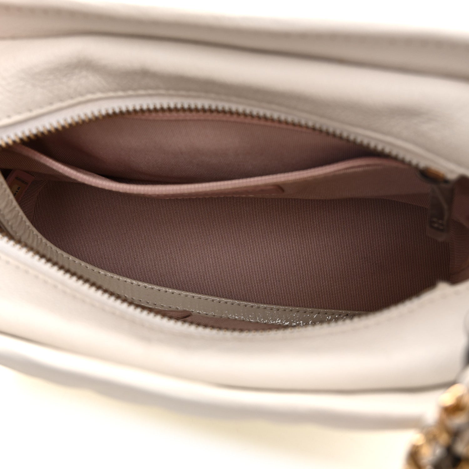 Chanel Patent Goatskin Quilted Small Gabrielle Hobo White