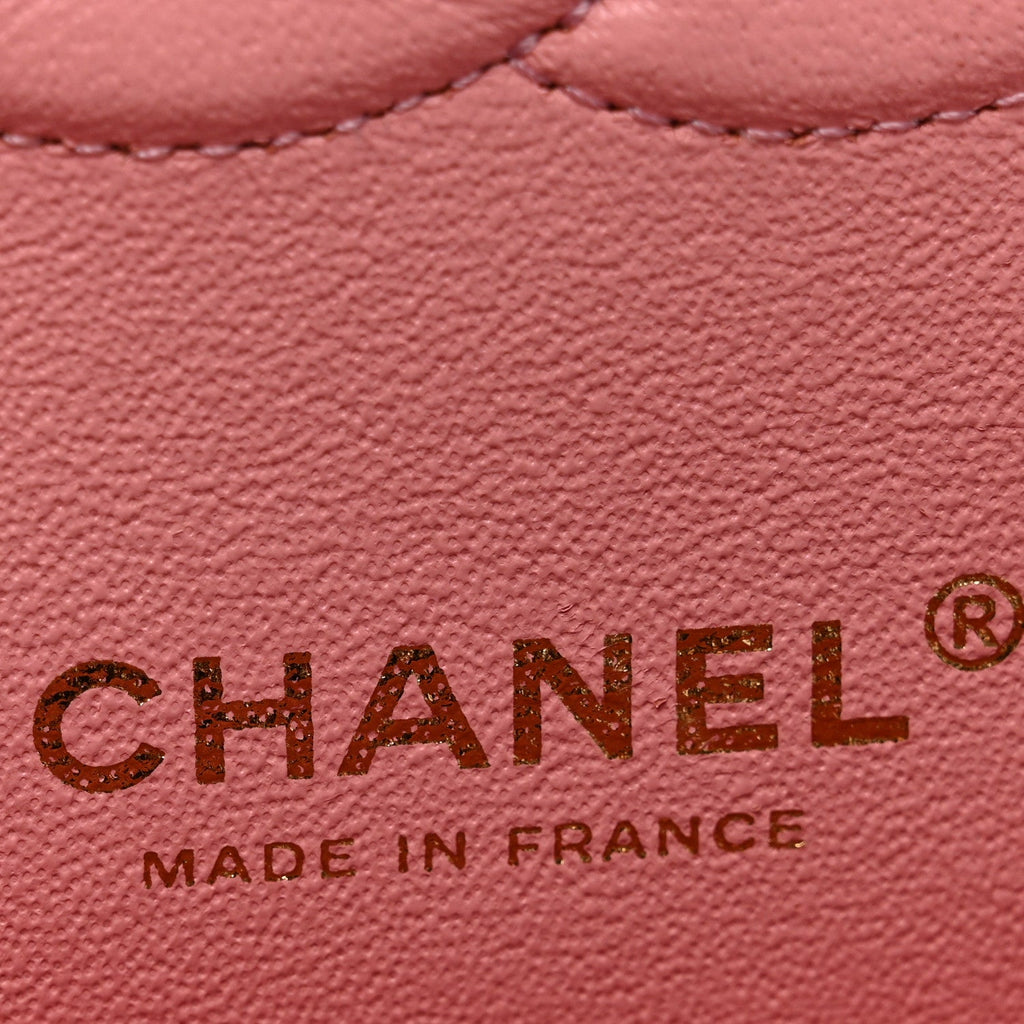 Chanel Caviar Flat Chevron Quilted Medium Double Flap Pink
