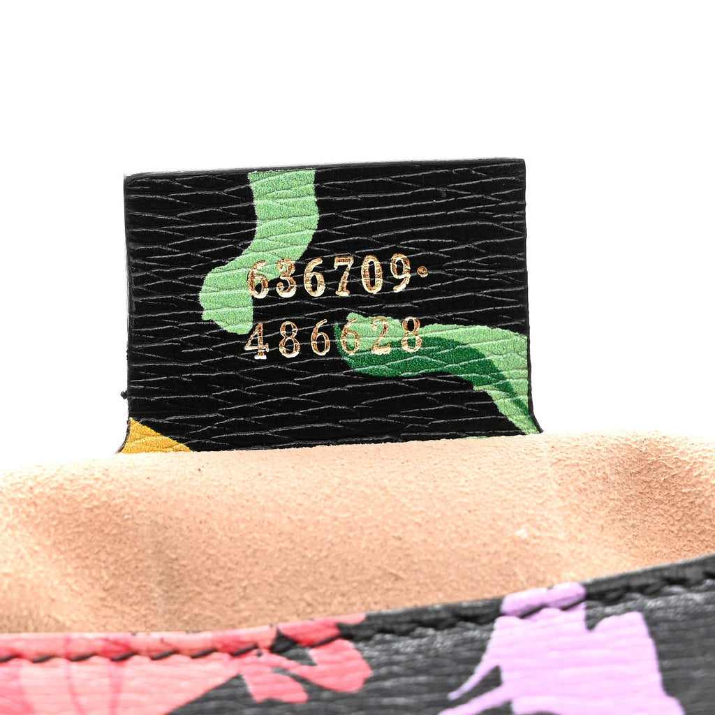 Gucci X KEN SCOTT New Shangai Calfskin Jenny Floral Print Small Jackie 1961 Hobo Black Pink