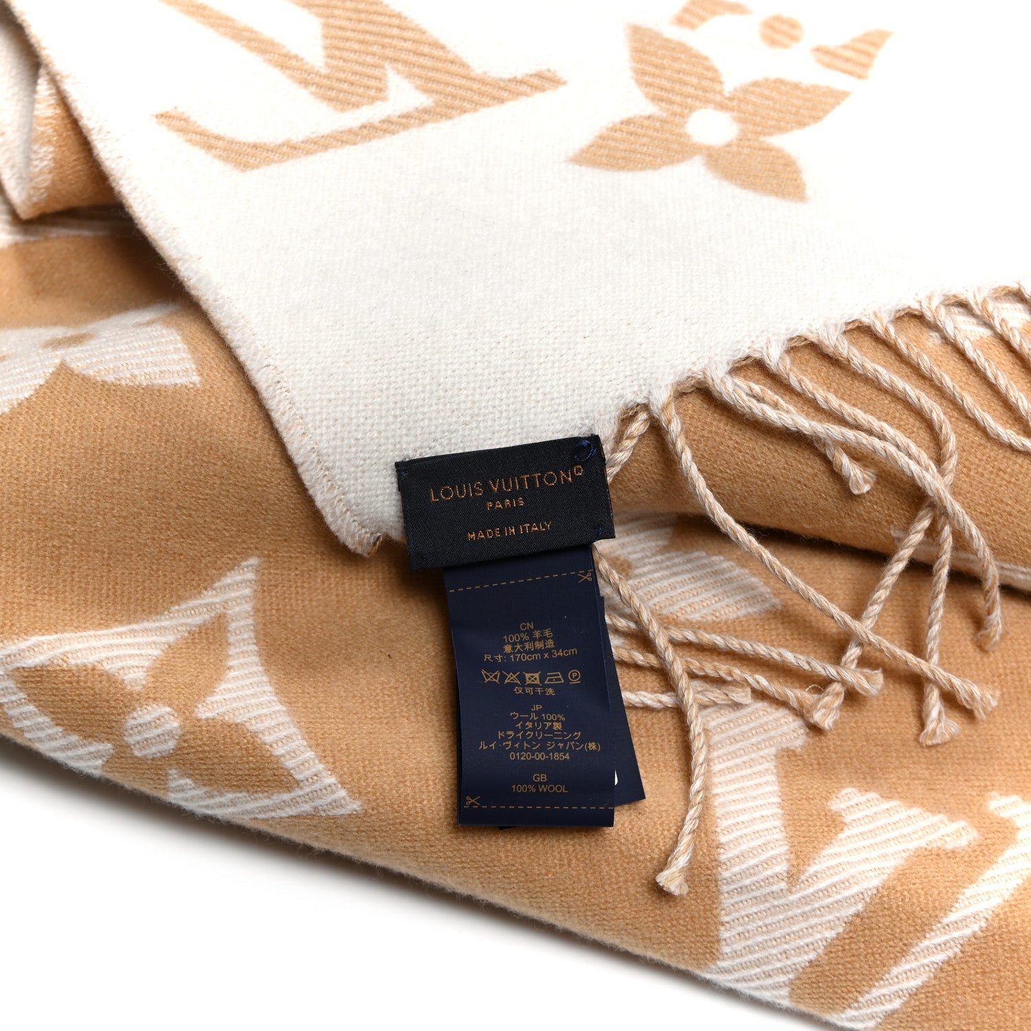 Louis Vuitton Wool Monogram LV Essential Scarf Beige
