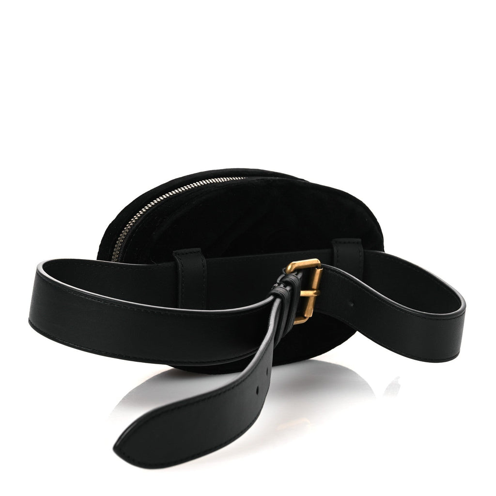 Gucci Velvet Matelasse Crystal Star GG Marmont Belt Bag 75 30 Black