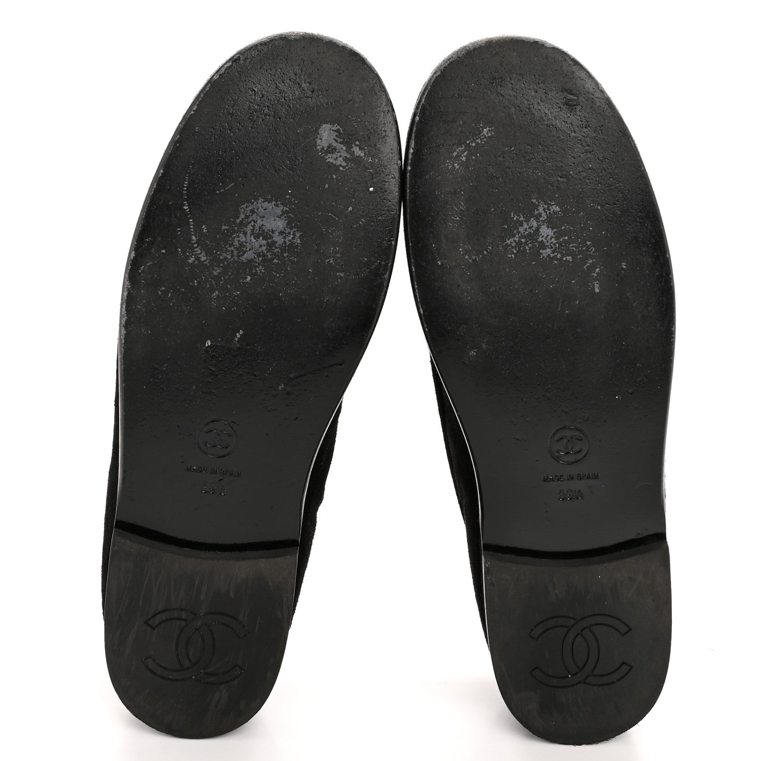 Chanel Suede Calfskin CC Loafers 39.5 Black