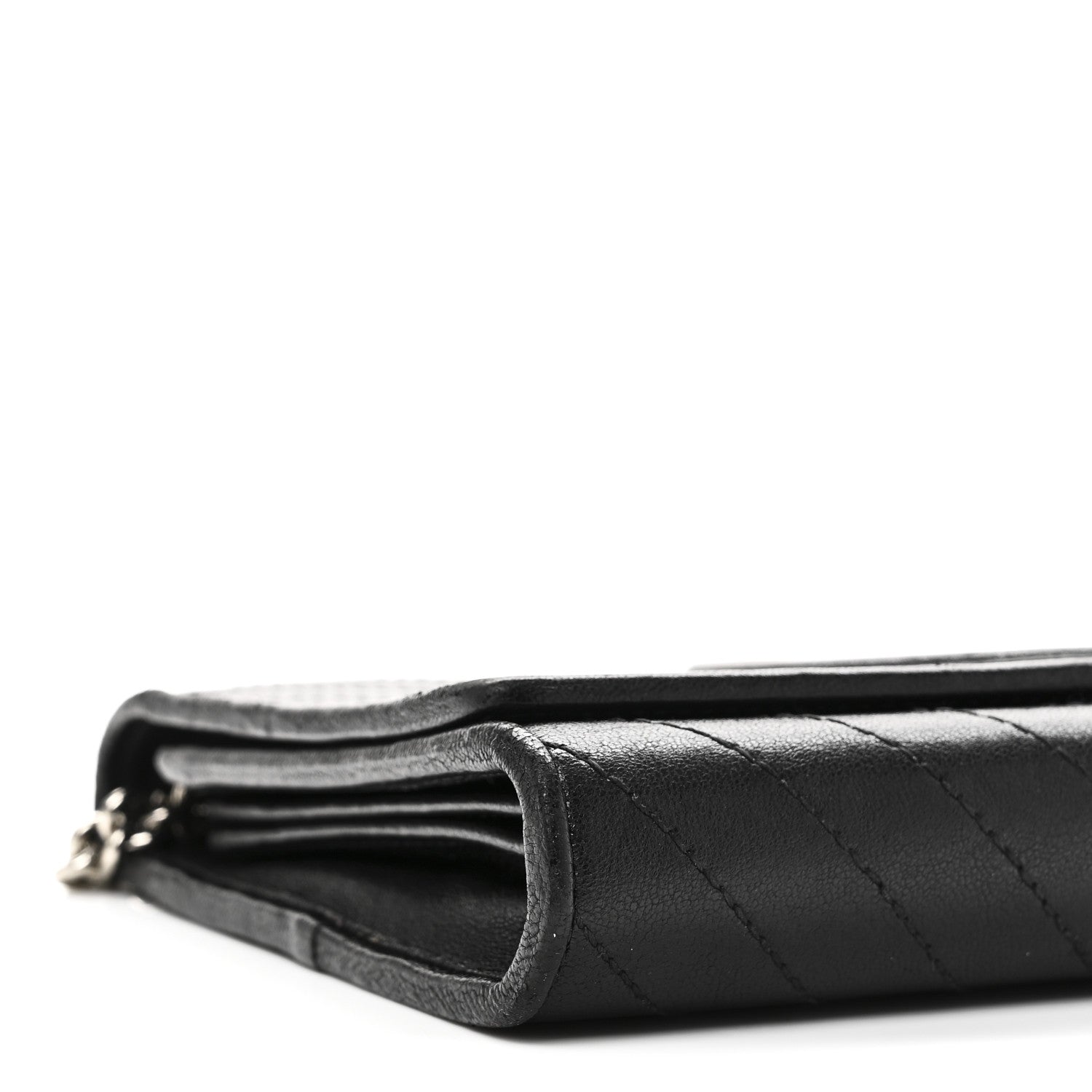 Gucci Sakai Be Green Calfskin Diagonal Stitched Blondie Wallet on Chain Black