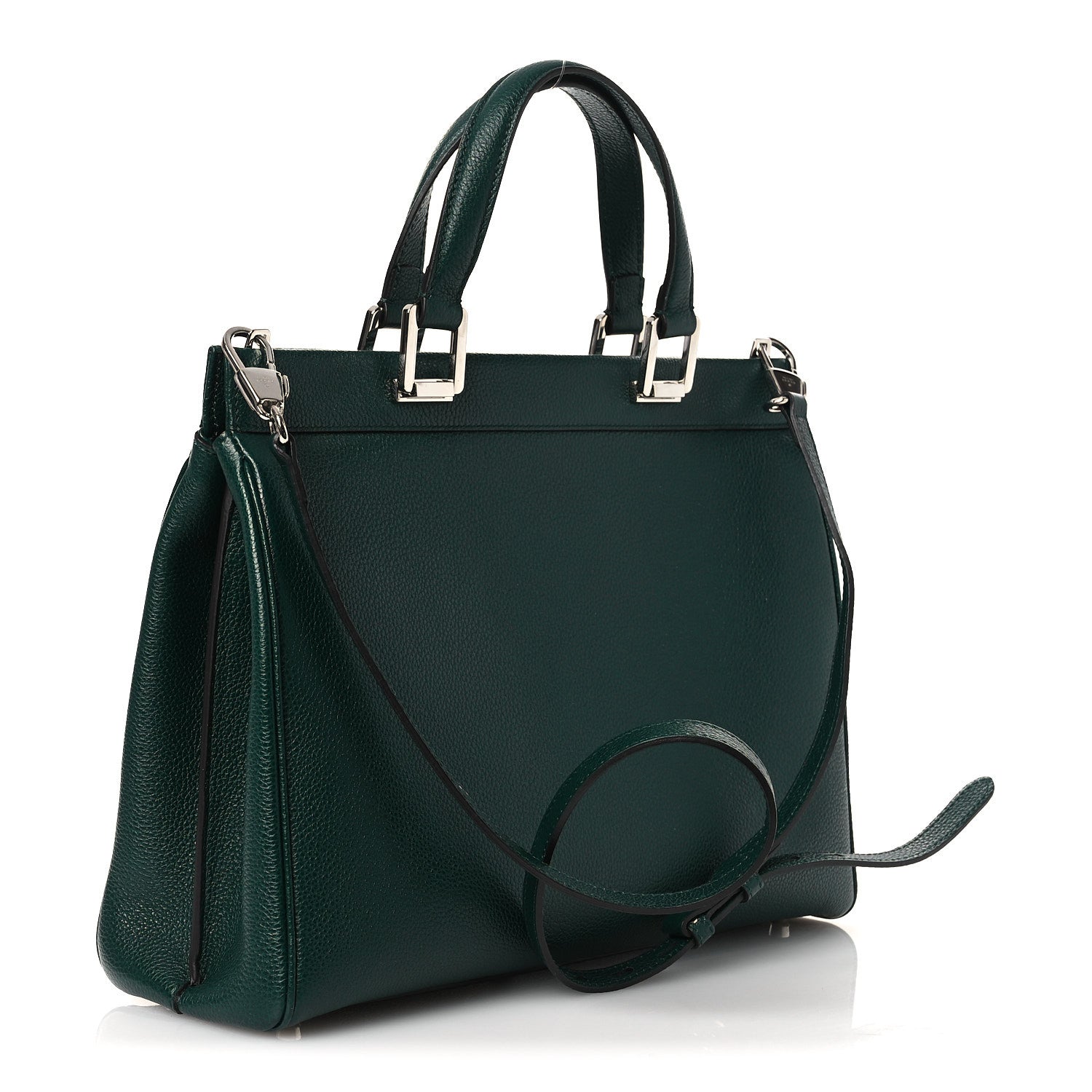 Gucci Grainy Calfskin Medium Zumi Top Handle Bag Vintage Green