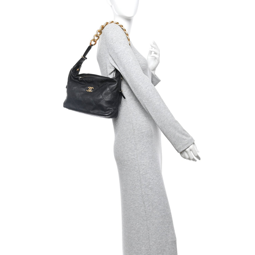 Chanel Calfskin Quilted Daily Hobo Black