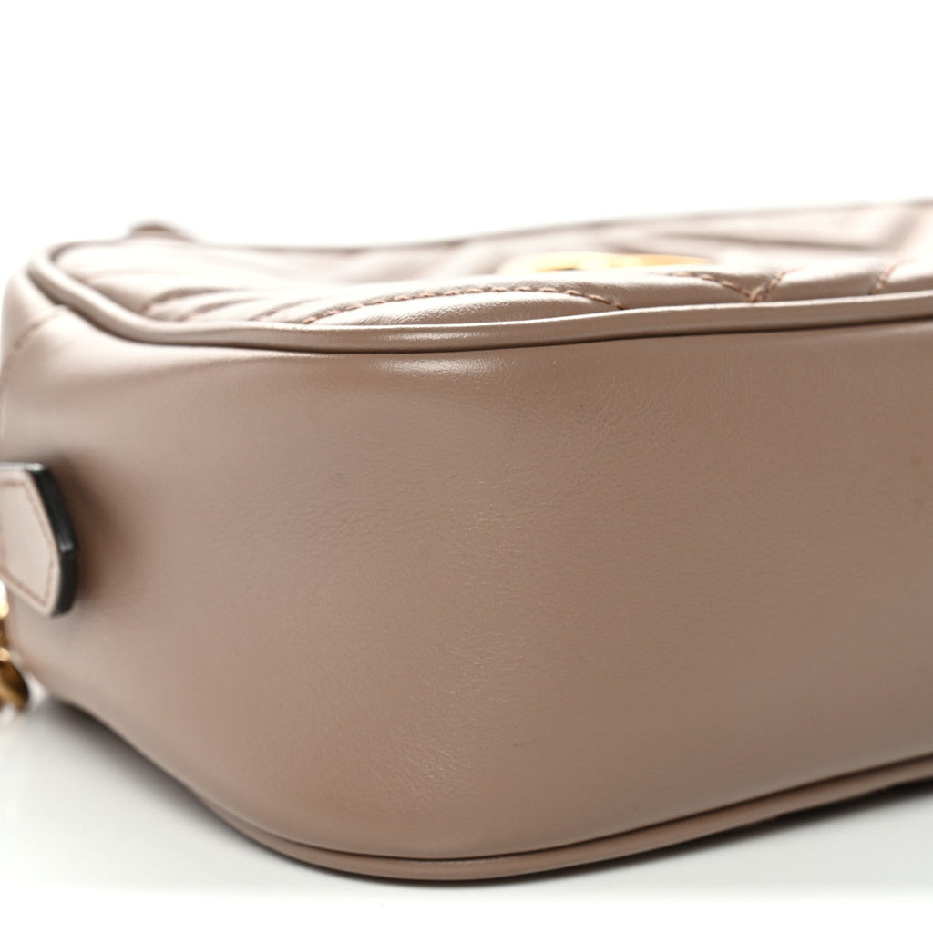 Gucci Calfskin Matelasse Small GG Marmont Chain Shoulder Bag Porcelain Rose