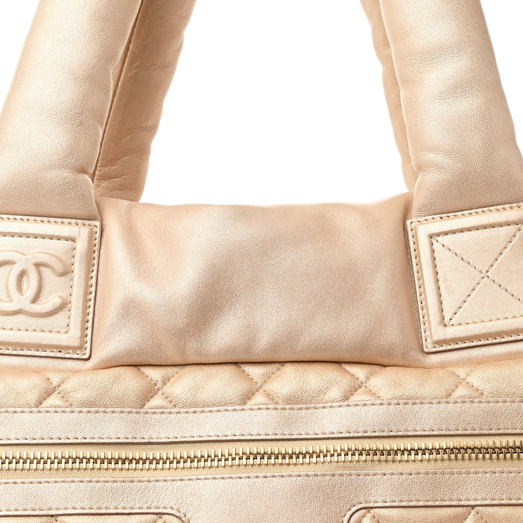Chanel Metallic Lambskin Quilted Large Coco Cocoon Tote Light Gold