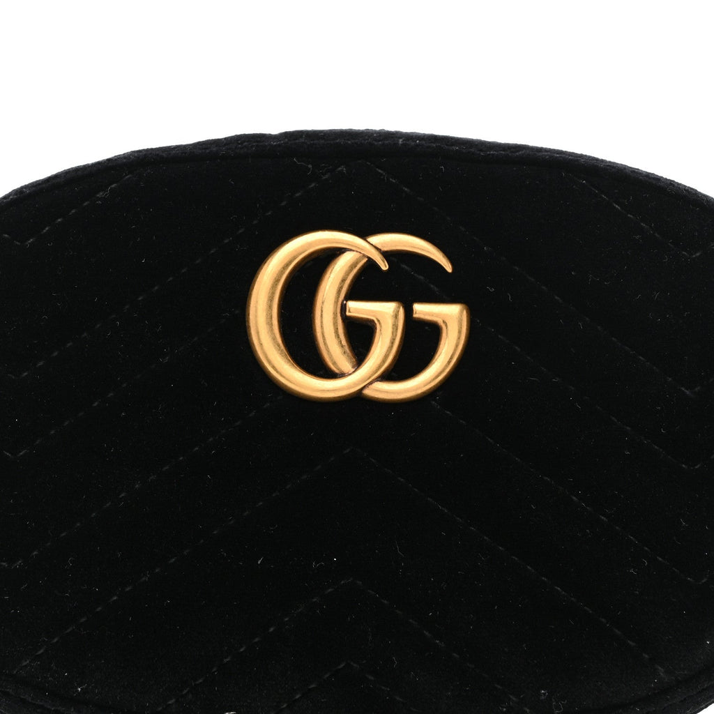 Gucci Velvet Matelasse GG Marmont Belt Bag 75 30 Black