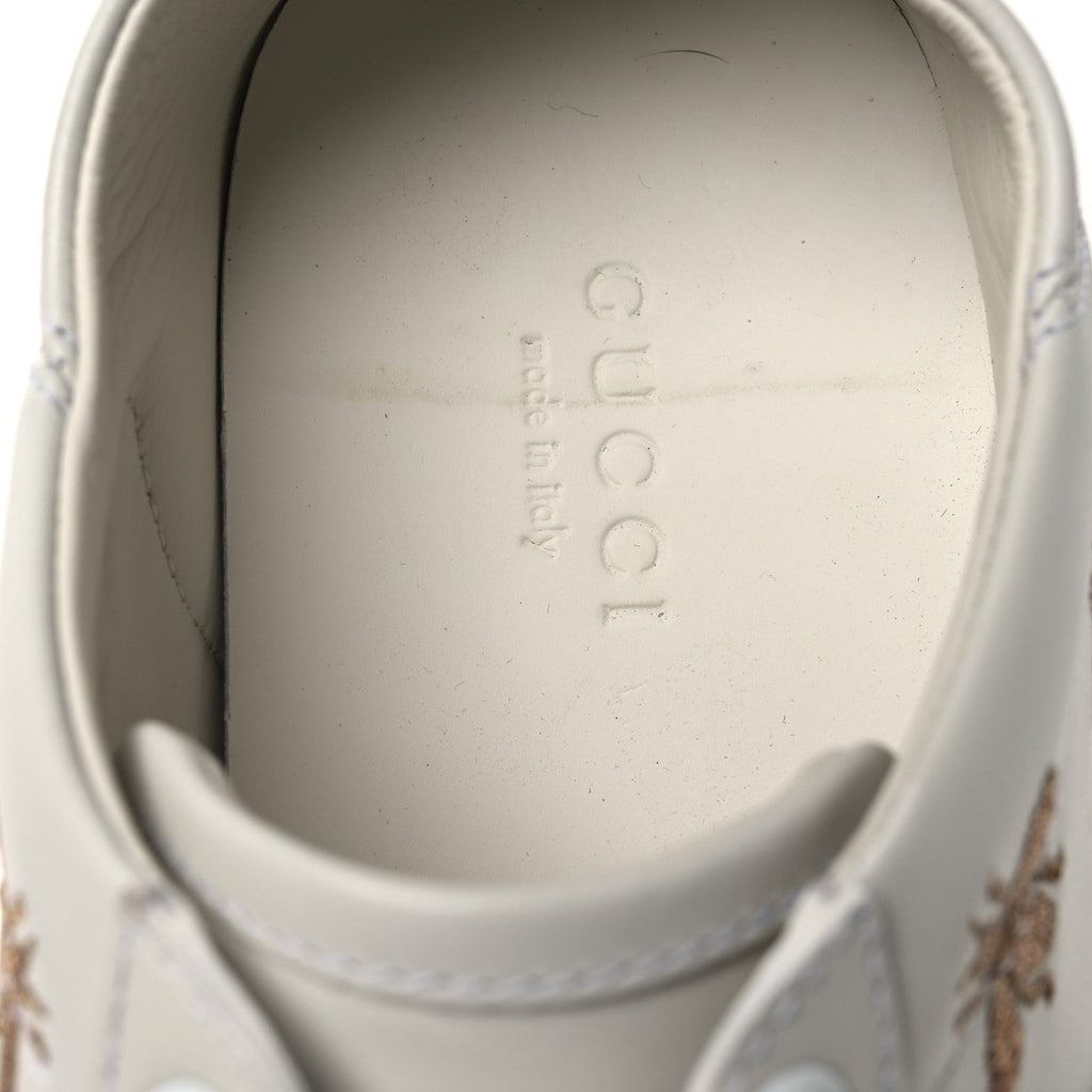 Gucci Calfskin Bee Star Embroidered Sylvie Web Ace Sneakers 35.5 White