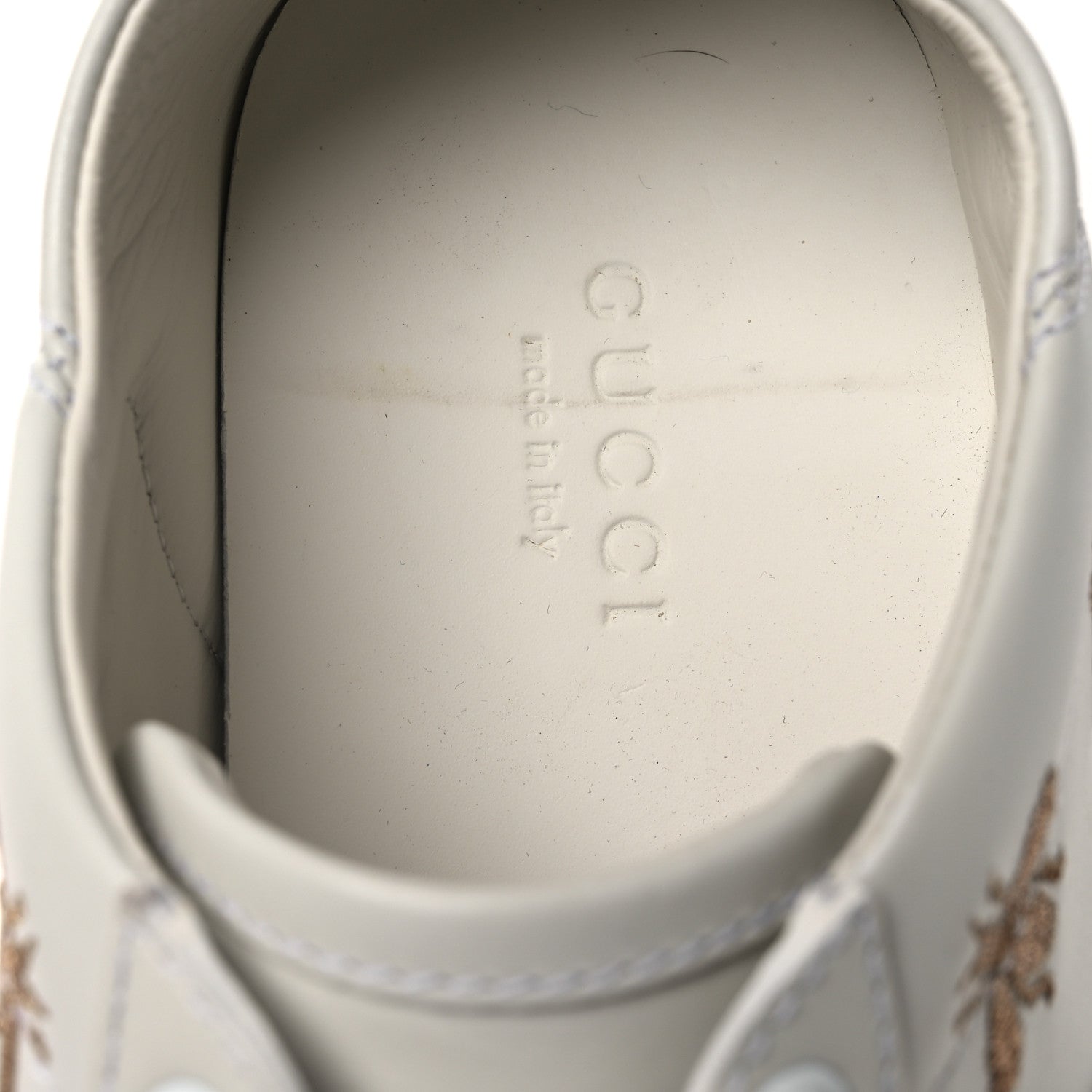 Gucci Calfskin Bee Star Embroidered Sylvie Web Ace Sneakers 35.5 White