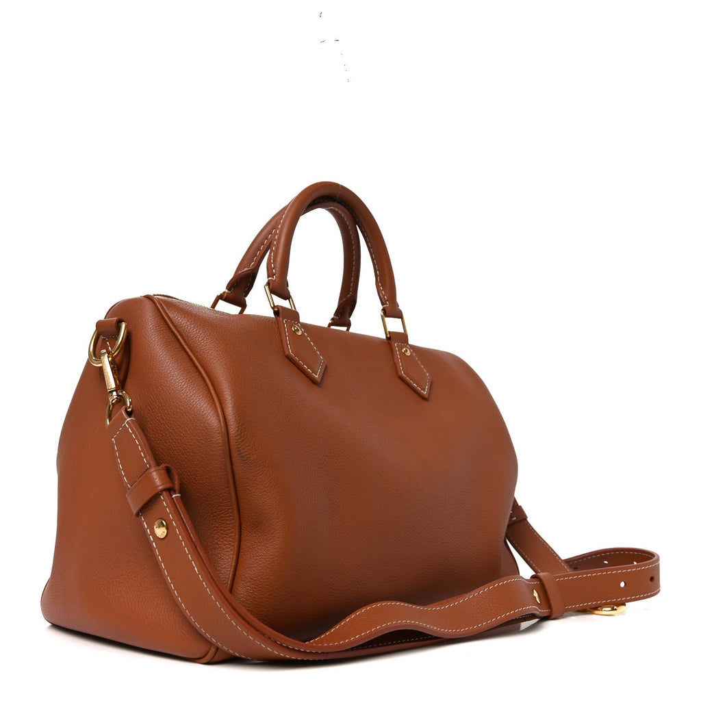 Louis Vuitton Grained Calfskin Low Key Speedy 30 Cognac