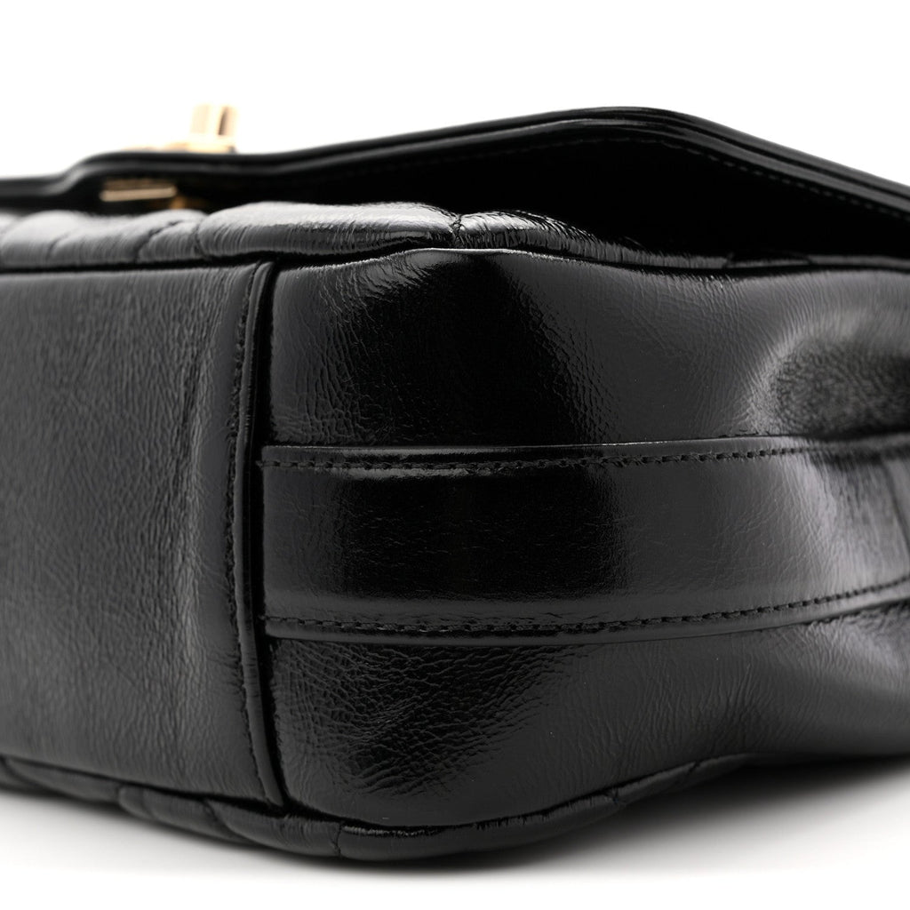 Chanel Crumpled Glazed Lambskin Quilted Mini Flap Black