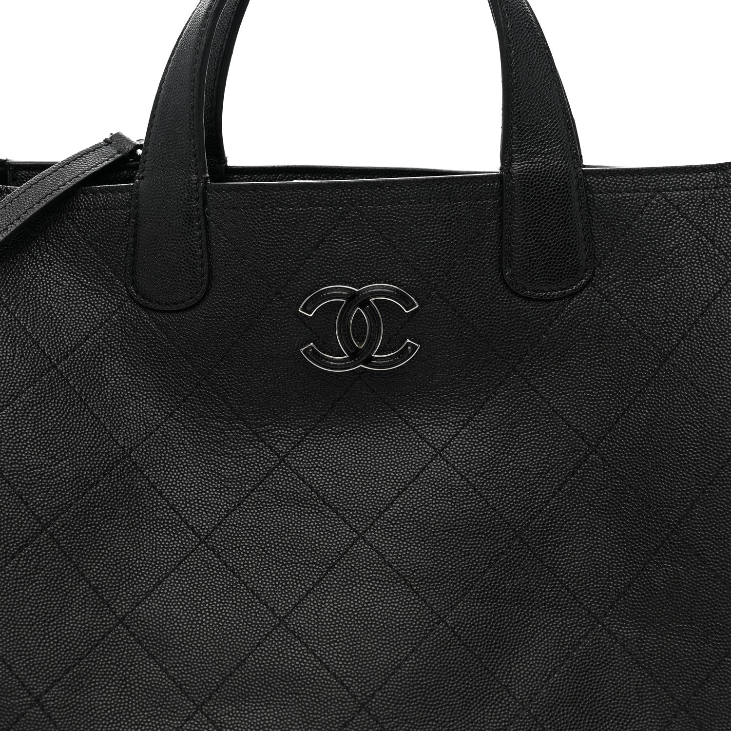 Chanel Caviar Stitched Large Lady Coco Shopping Tote Black