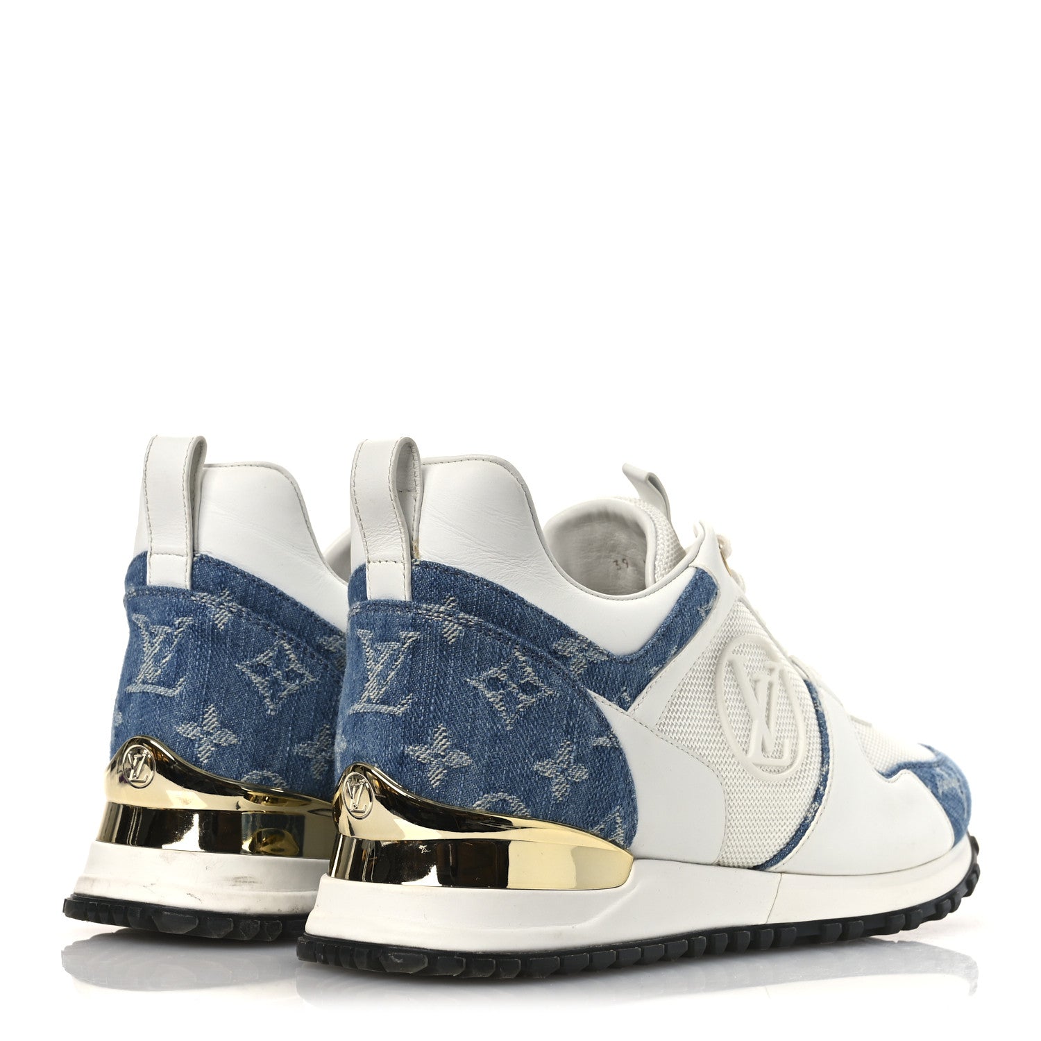 Louis Vuitton Calfskin Monogram Denim Run Away Sneakers 39 White