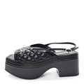 Lambskin Patent Quilted CC Platform Sandals 39.5 Black