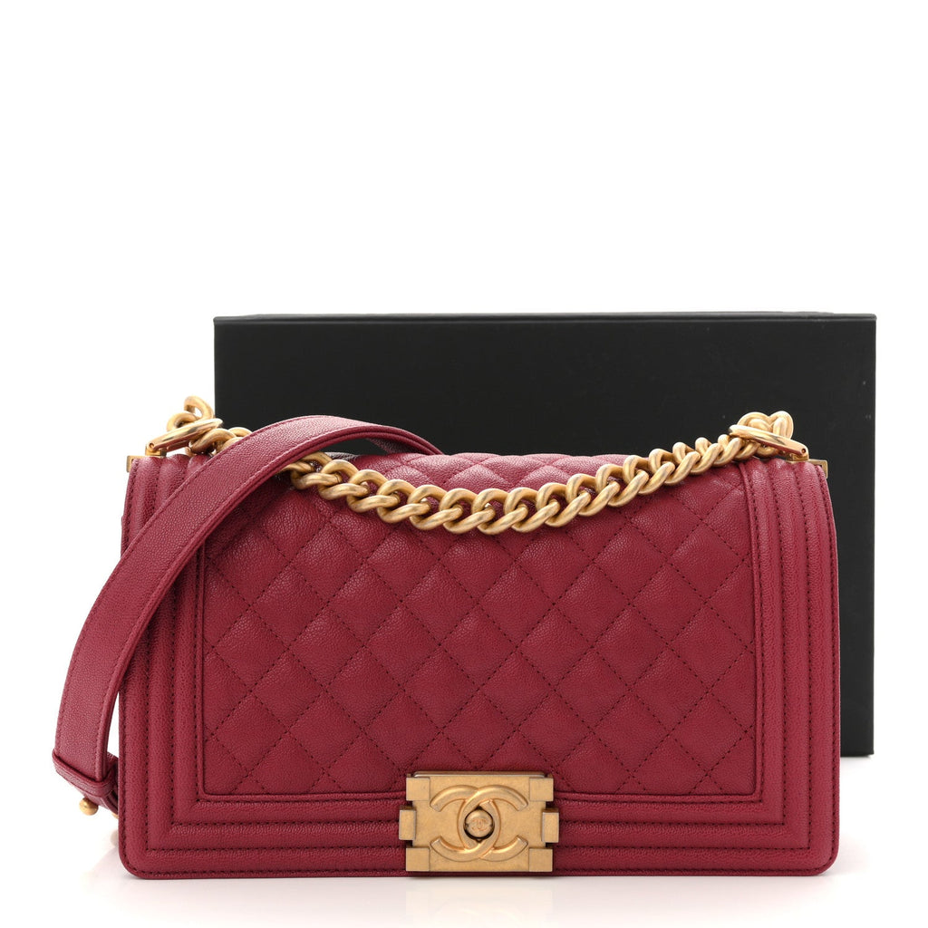 Chanel Caviar Quilted Medium Boy Flap Red
