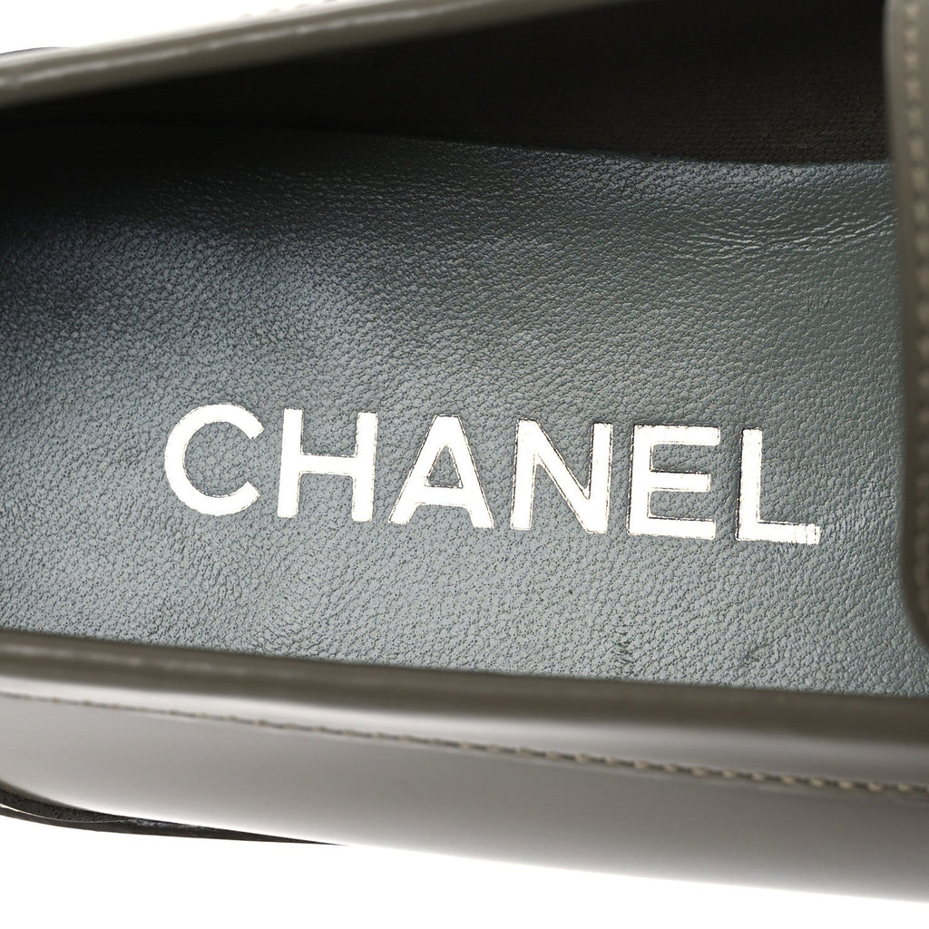 Calfskin Metal CC Loafers 40 Khaki