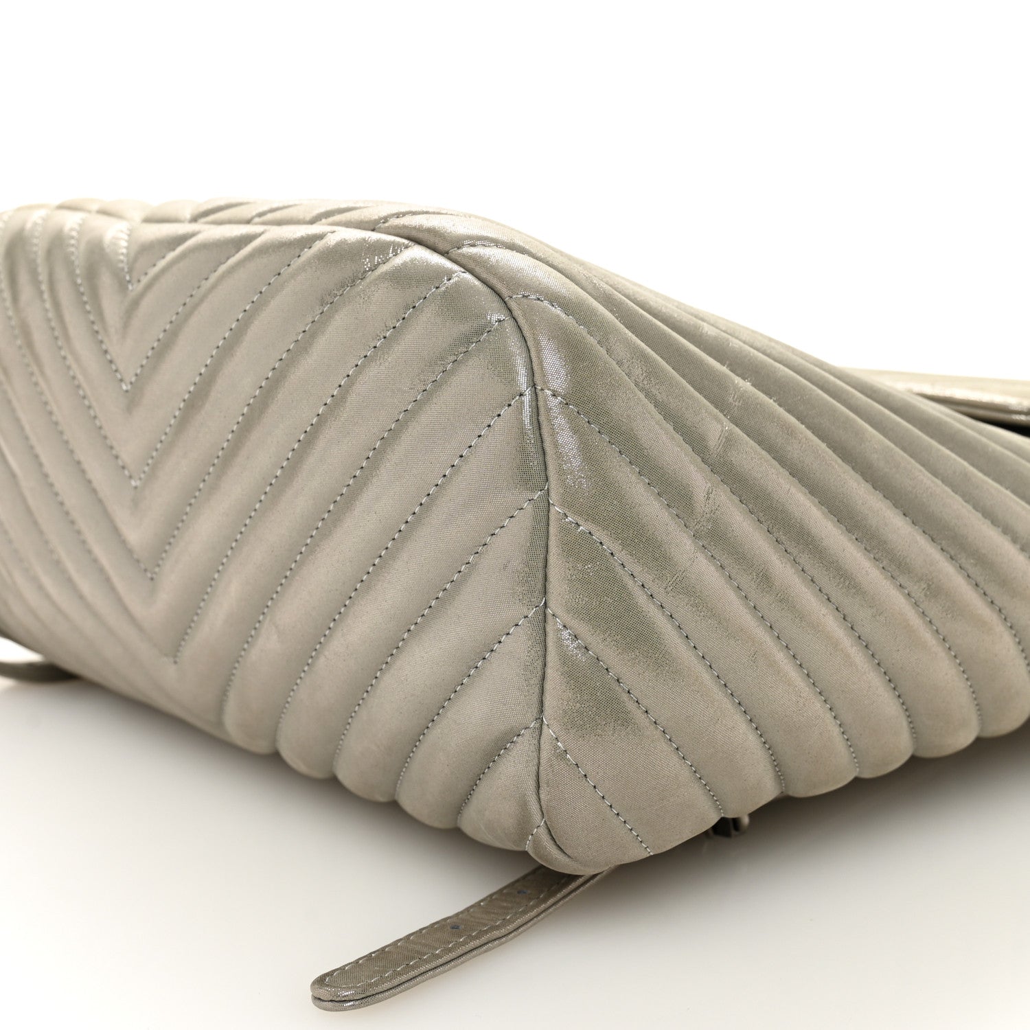Chanel Iridescent Calfskin Chevron Quilted Small Urban Spirit Backpack Silver