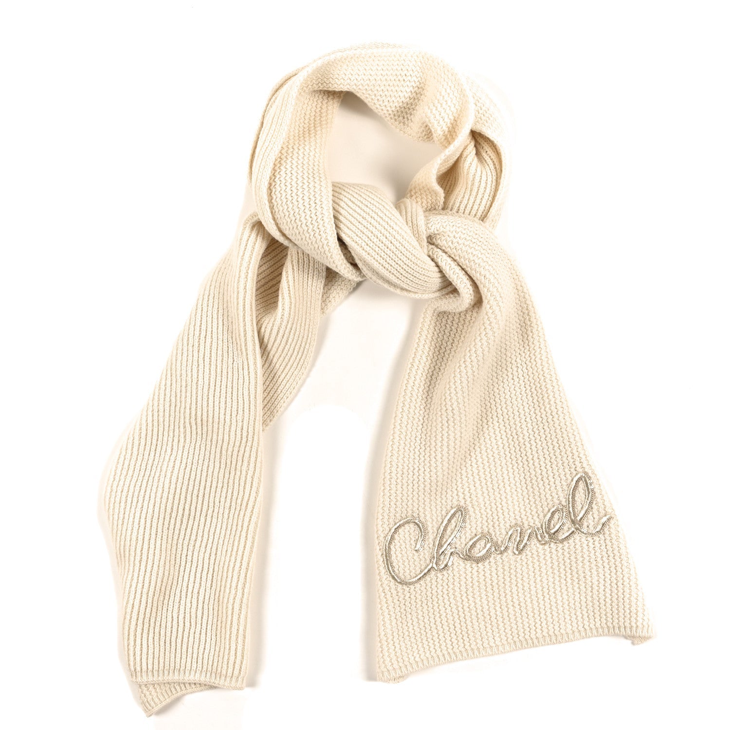 Cashmere Logo Scarf Beige