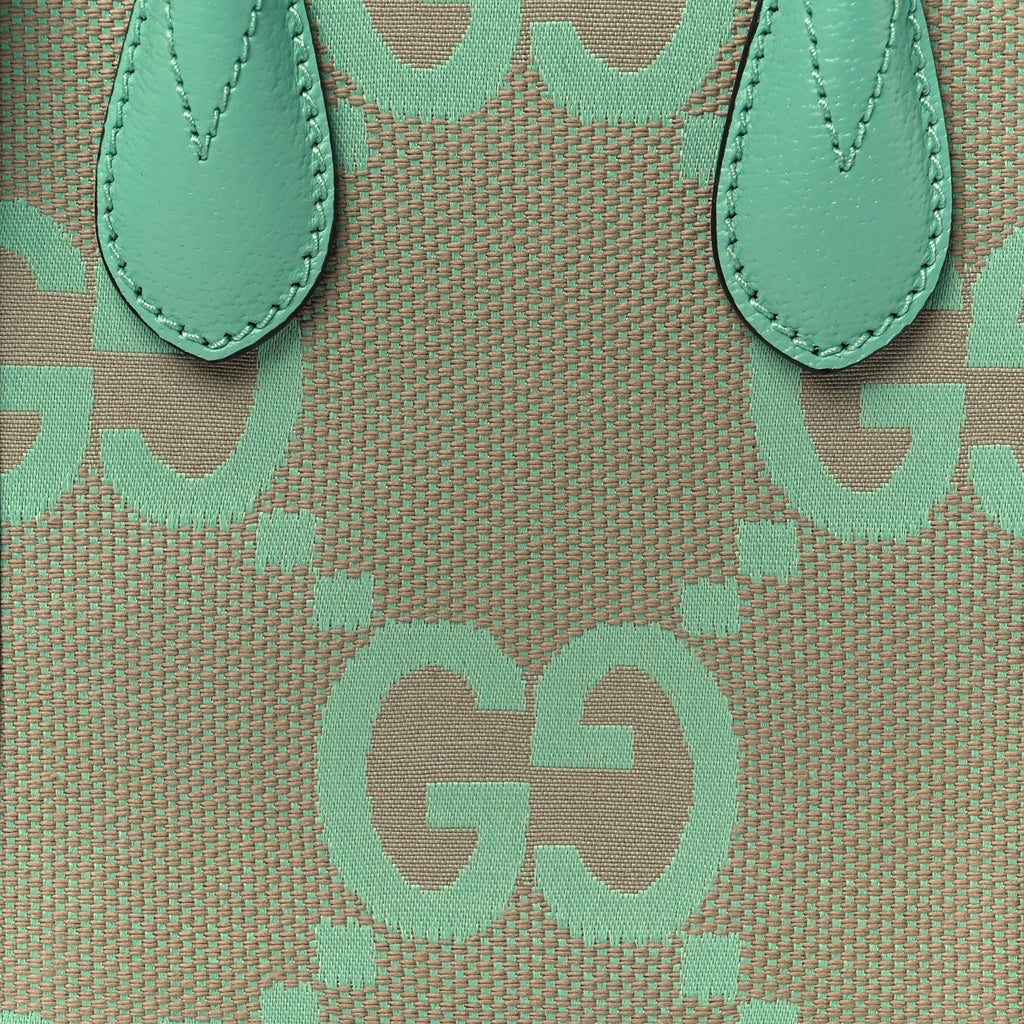 Gucci Monogram Jumbo GG Textured Dollar Calfskin Mini Tote Bag Pepperlight Mint