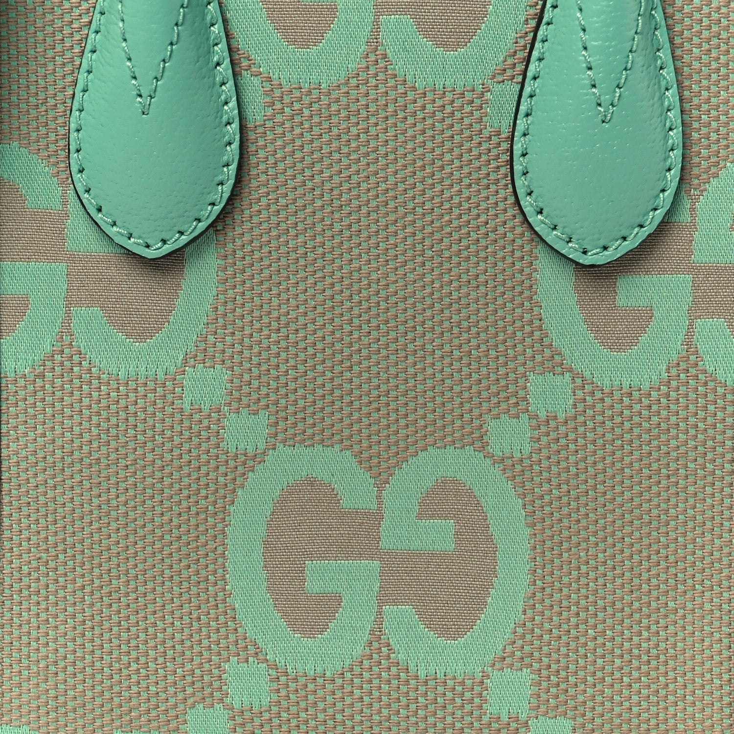 Gucci Monogram Jumbo GG Textured Dollar Calfskin Mini Tote Bag Pepperlight Mint
