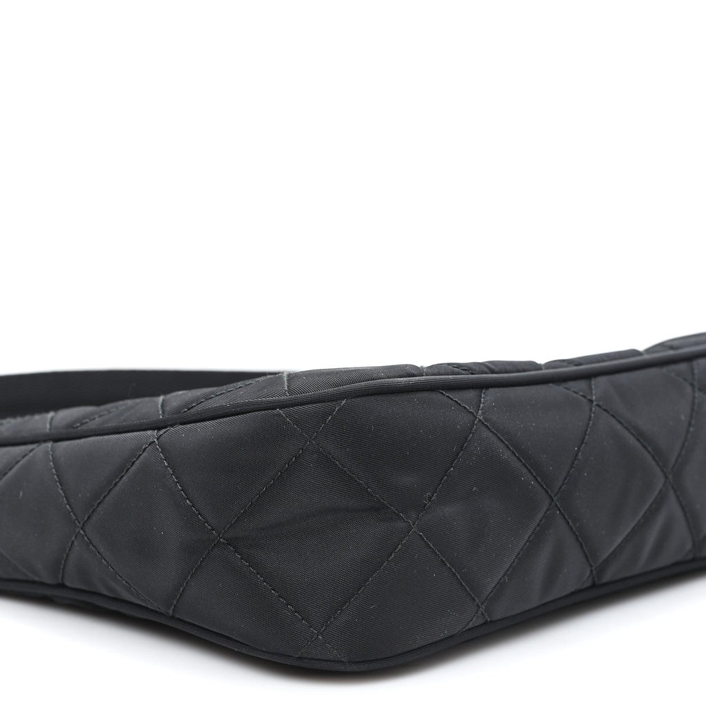 Prada Tessuto Nylon Stitched Shoulder Bag Black