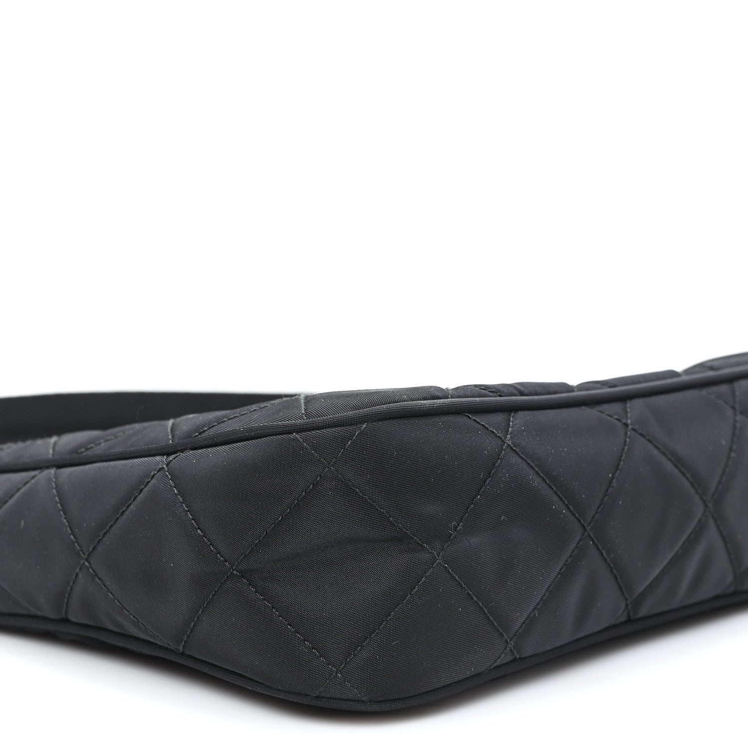 Prada Tessuto Nylon Stitched Shoulder Bag Black