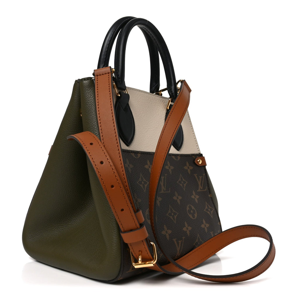 Louis Vuitton Calfskin Monogram Fold Tote PM Cream Khaki Black