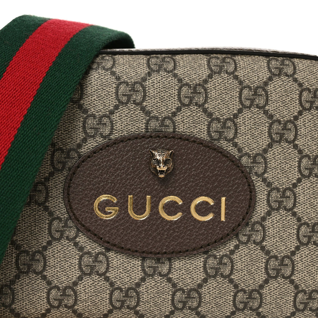 Gucci GG Supreme Monogram Web Neo Vintage Shoulder Bag Beige New Acero Crop