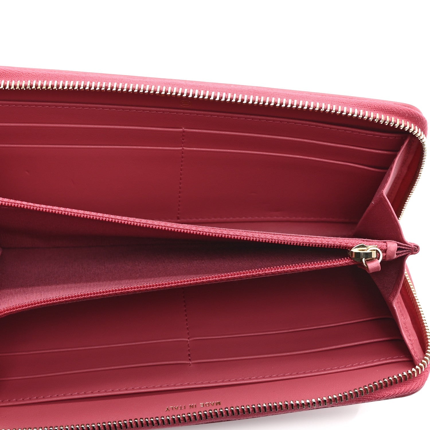 Caviar Quilted Large Filigree Zip Around Wallet Pink