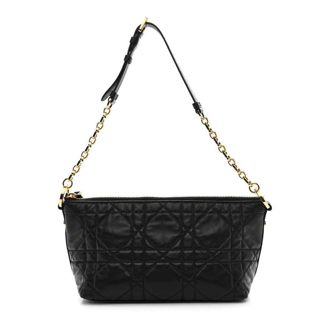 Christian Dior Lambskin Macrocannage DiorStar Hobo Bag Black