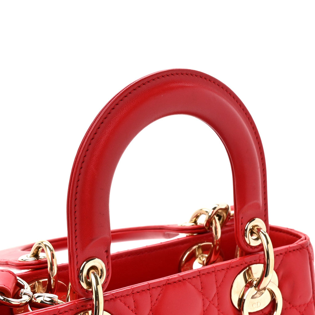 Christian Dior Lambskin Cannage Small My ABCDior Lady Dior Red
