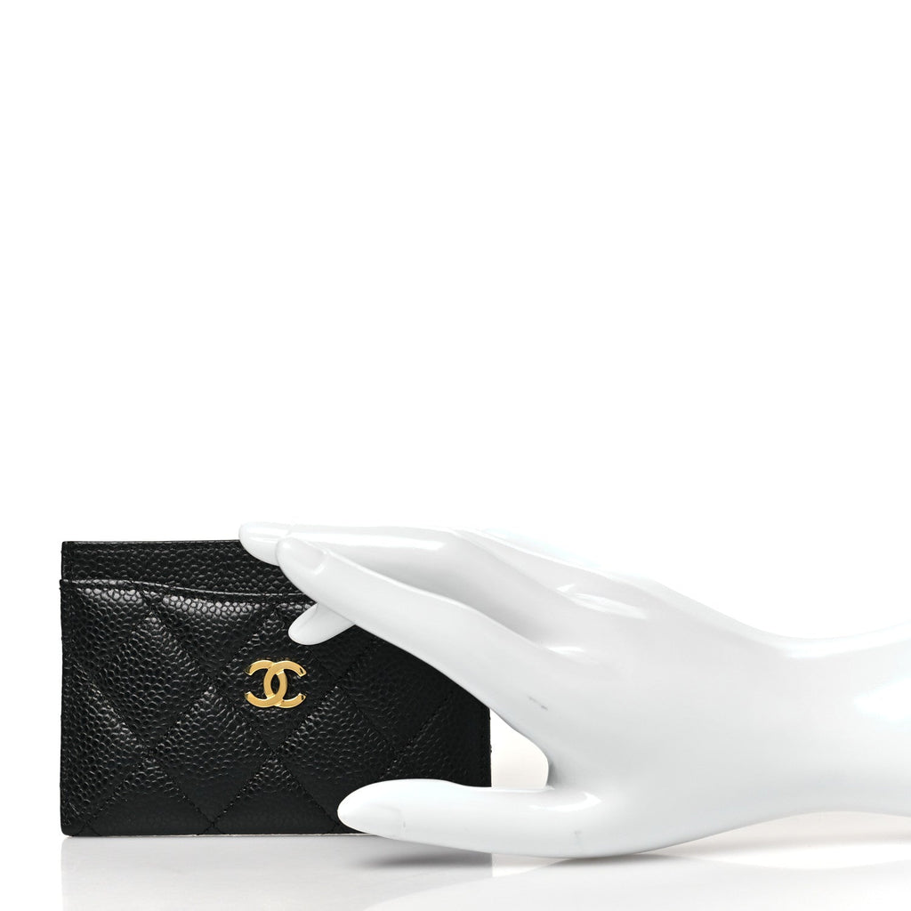 Caviar Quilted Card Holder Black