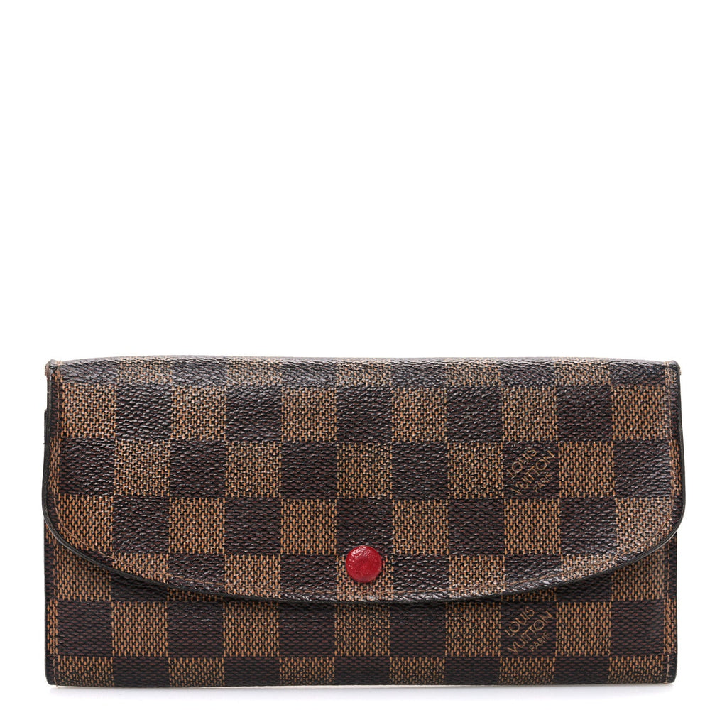 Louis Vuitton Damier Ebene Emilie Wallet Red