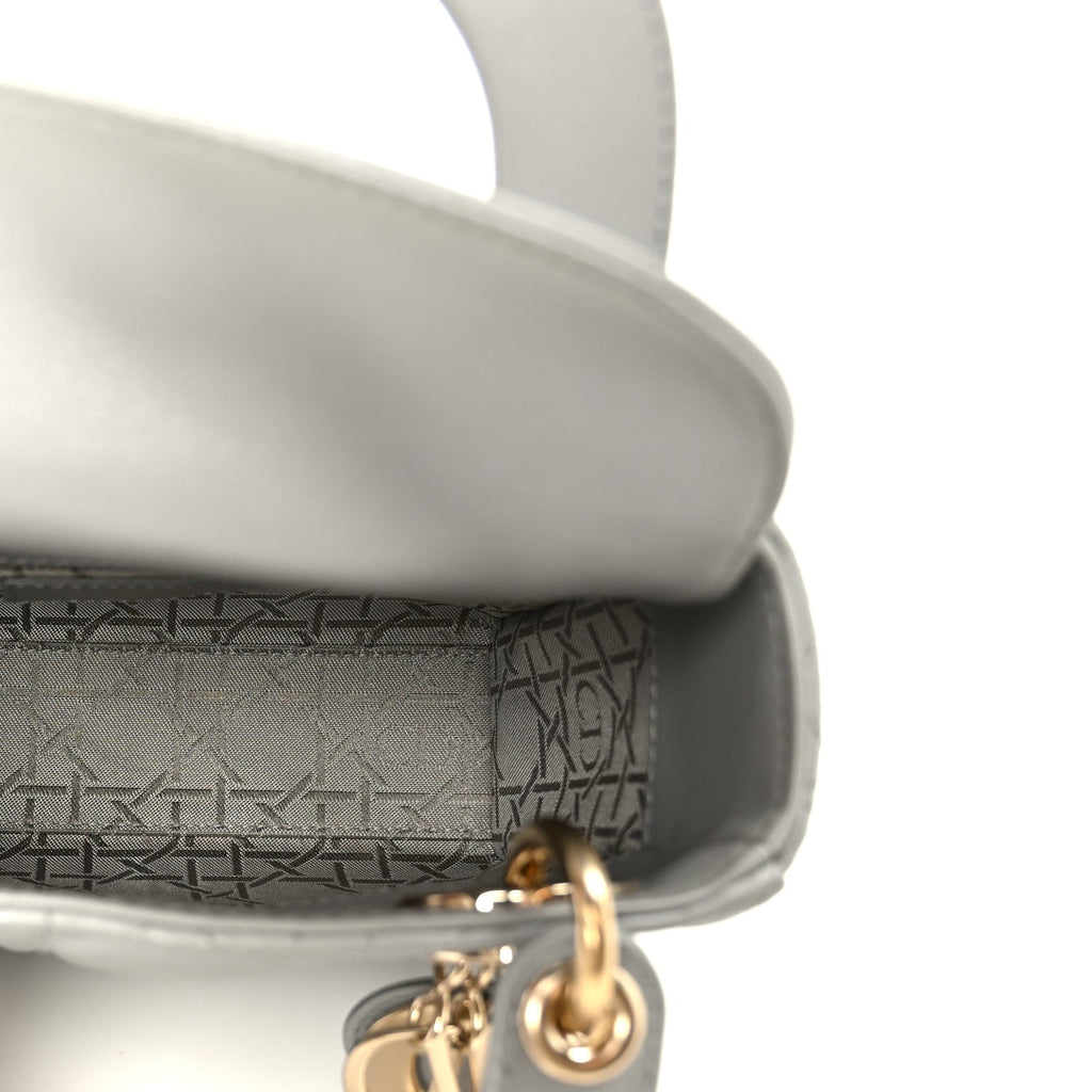 Christian Dior Lambskin Cannage Mini Lady Dior Gray Opaline