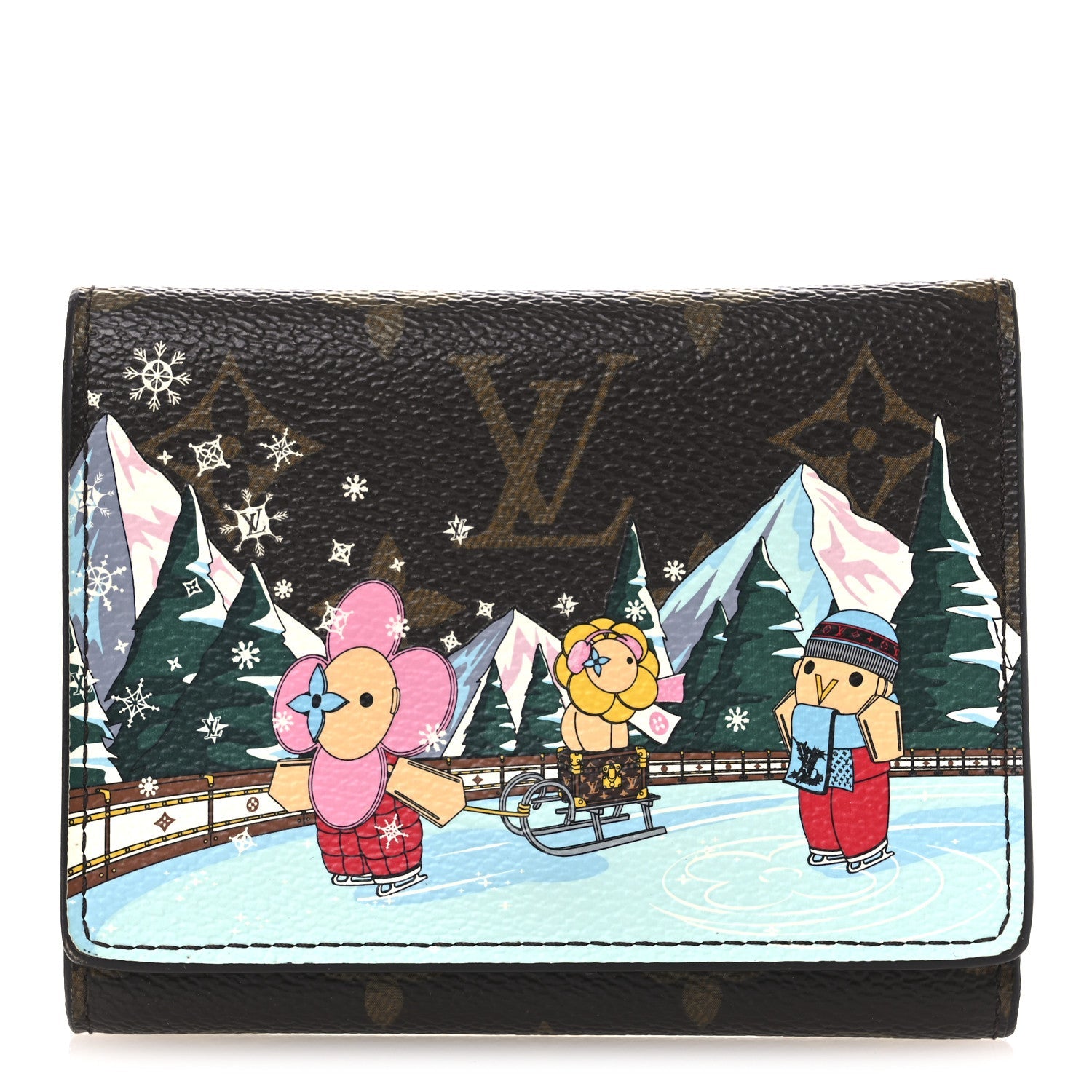 Louis Vuitton Monogram 2023 Christmas Animation Alpine Victorine Wallet Wisteria Pink