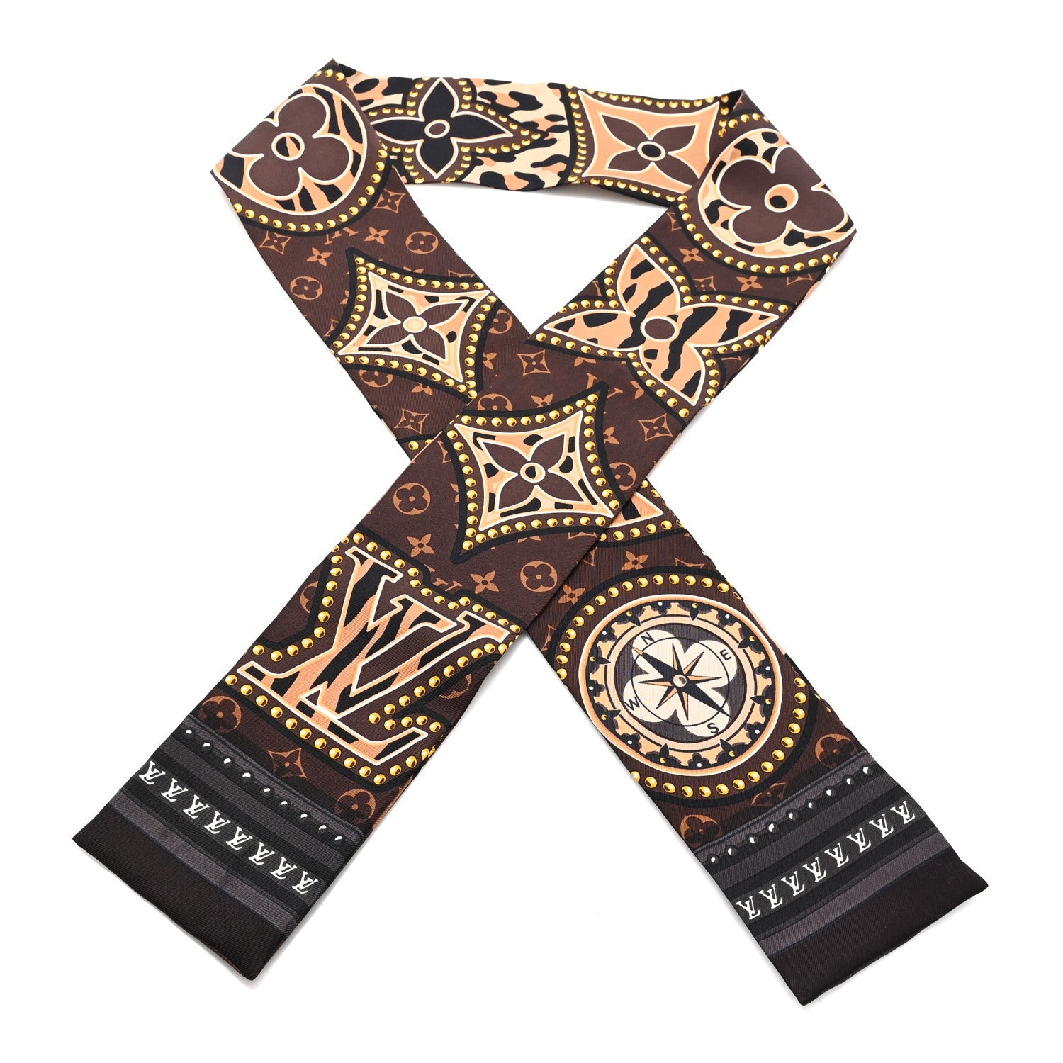 Louis Vuitton Silk Monogram LV World Bandeau Brown