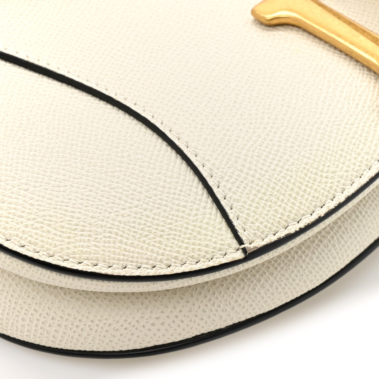 Christian Dior Grained Calfskin Saddle Bag White