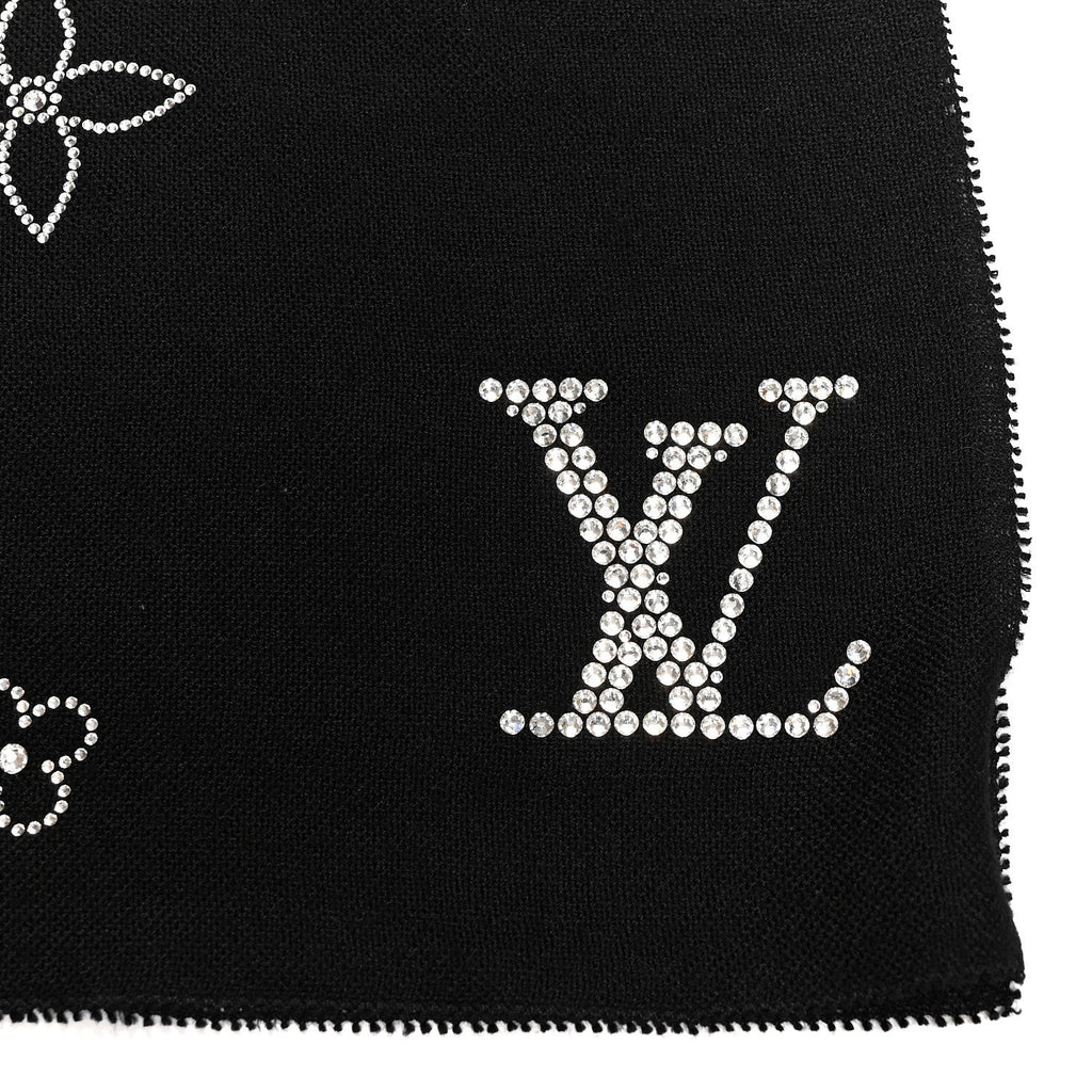 Louis Vuitton Cashmere Swarovski Crystal Monte Carlo Stole Black