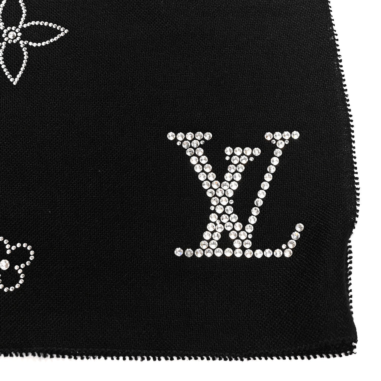 Louis Vuitton Cashmere Swarovski Crystal Monte Carlo Stole Black