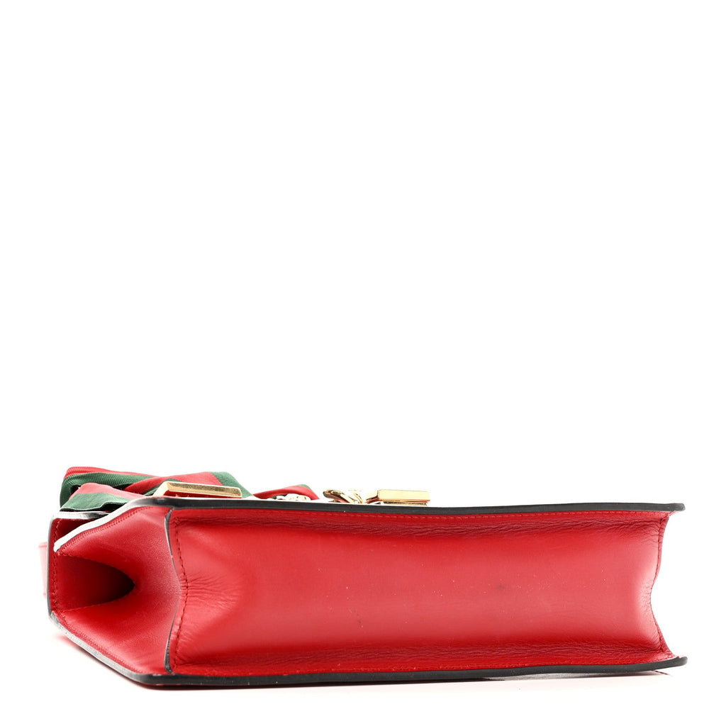 Gucci Calfskin Small Sylvie Shoulder Bag Hibiscus Red