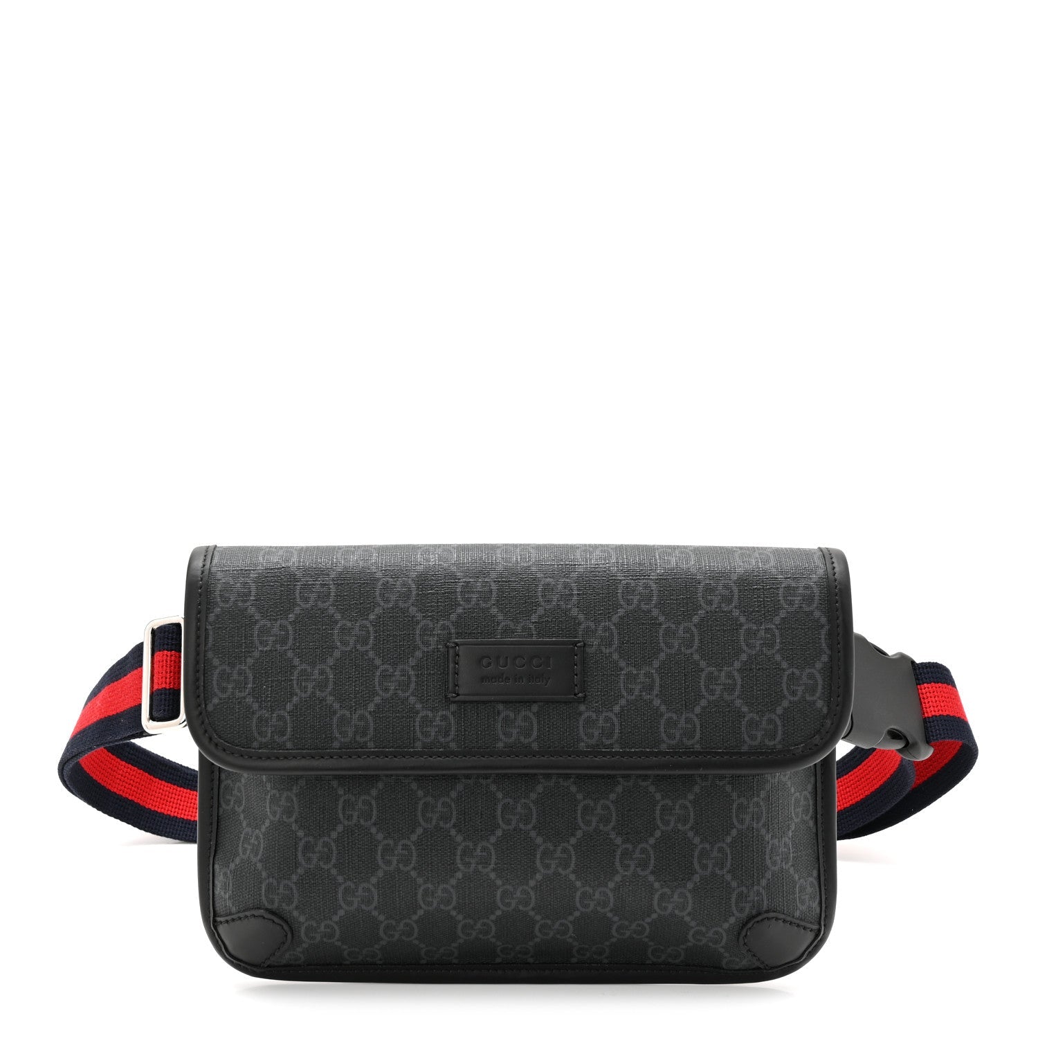 Gucci GG Supreme Monogram Web Slim Belt Bag Black Grey