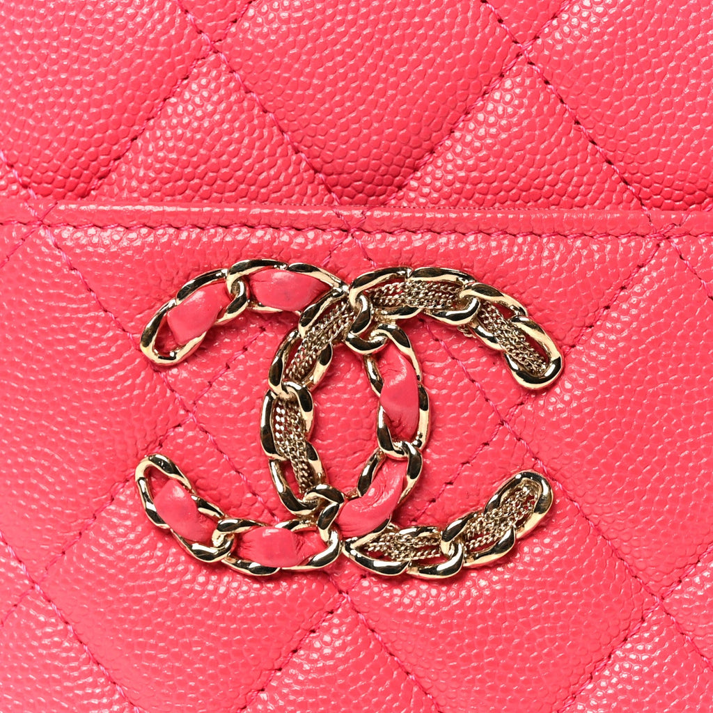 Caviar Quilted French New Wave Flat Wallet Pouch Pink