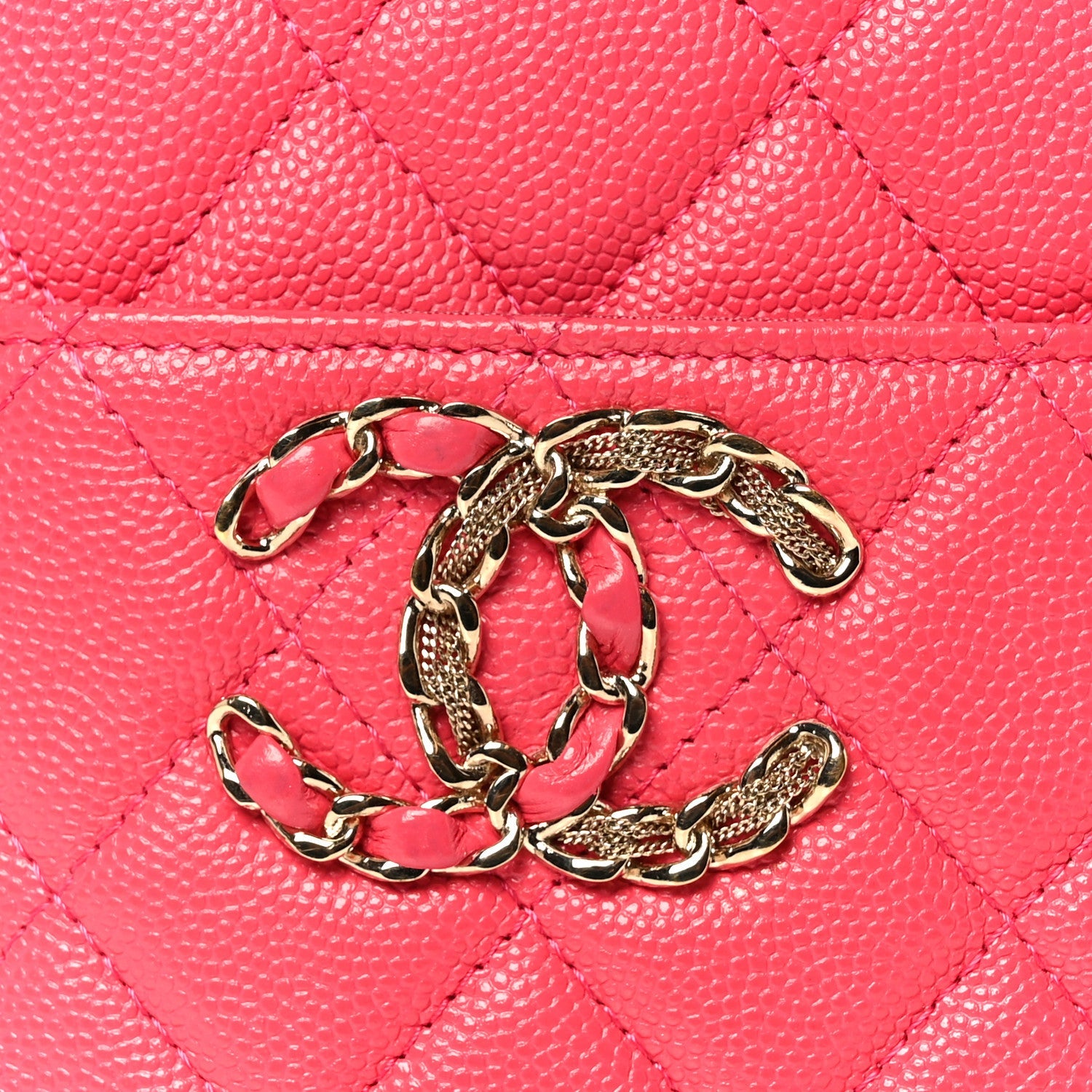 Caviar Quilted French New Wave Flat Wallet Pouch Pink