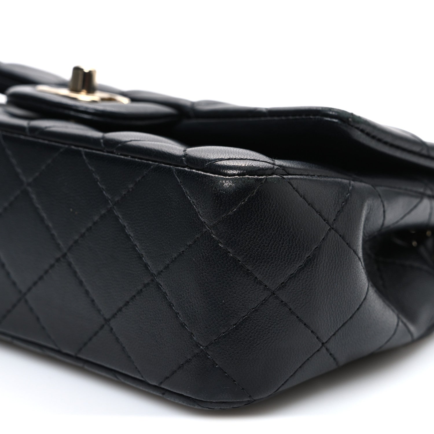 Chanel Lambskin Quilted Mini Rectangular Flap Black