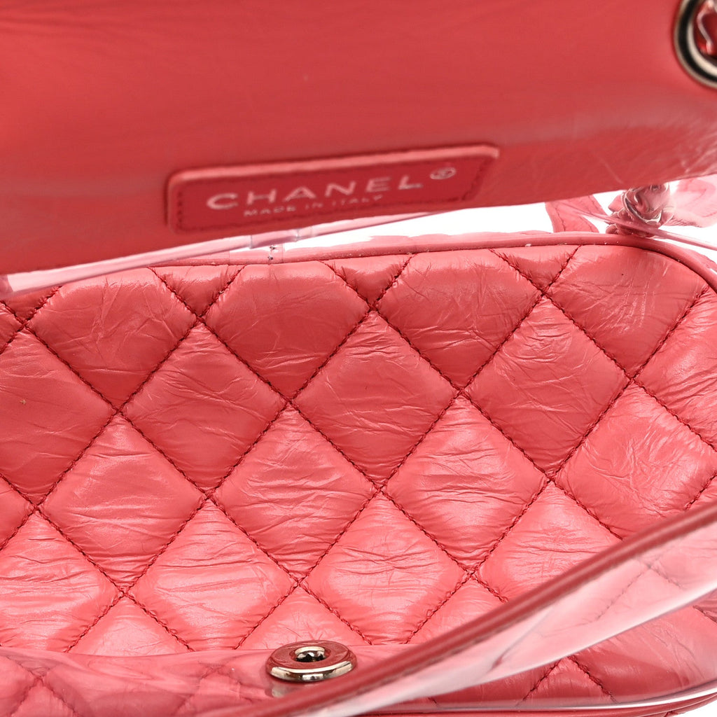 Chanel Crumpled Calfskin PVC Quilted Backpack Pink