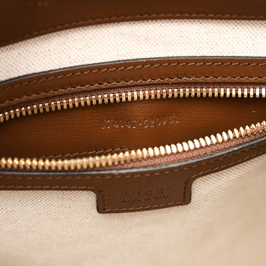 Gucci GG Supreme Monogram Azalea Calfskin Retro Interlocking G Buckle Backpack Beige Ebony Brown Sugar