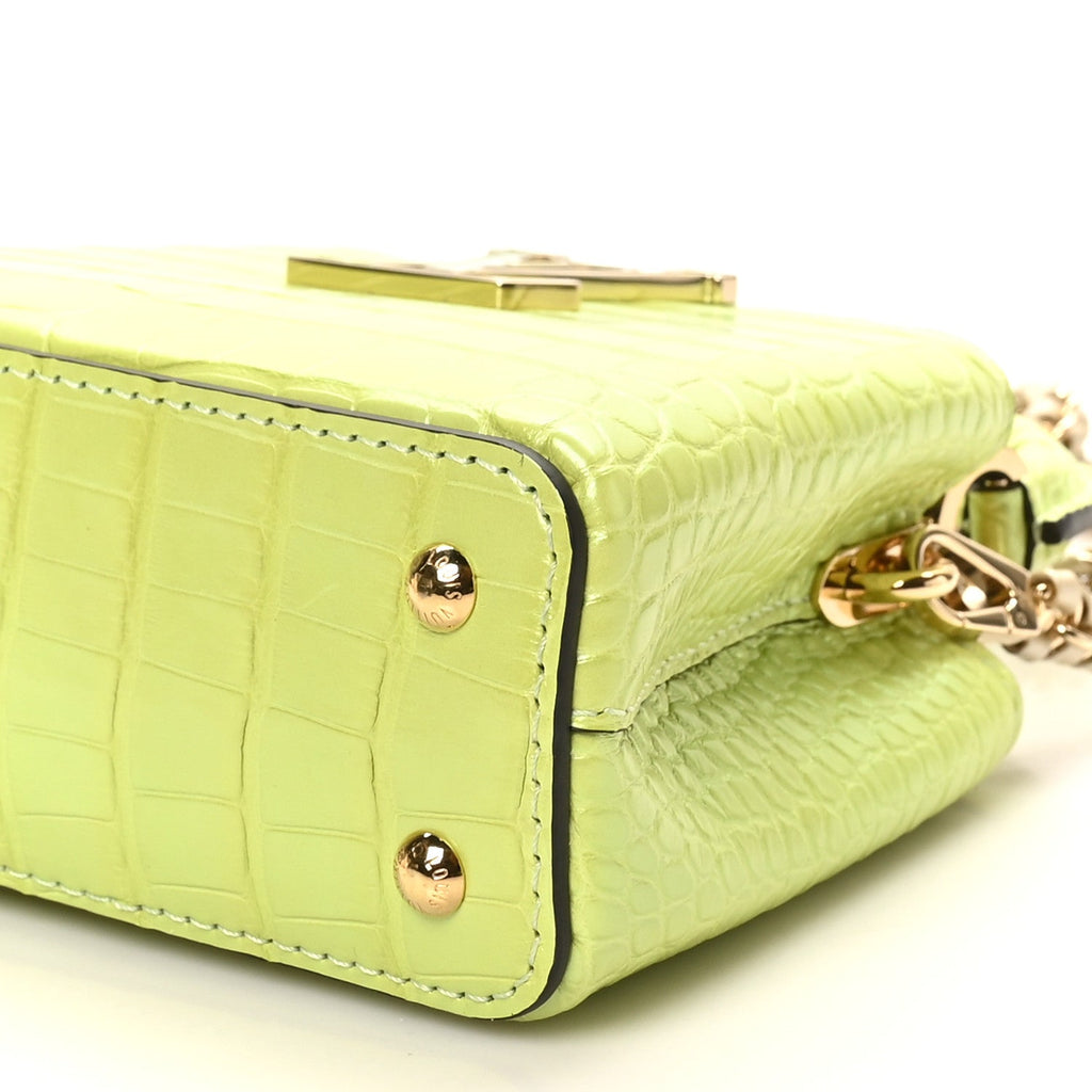 Louis Vuitton Iridescent Alligator Nano Capucines Lime
