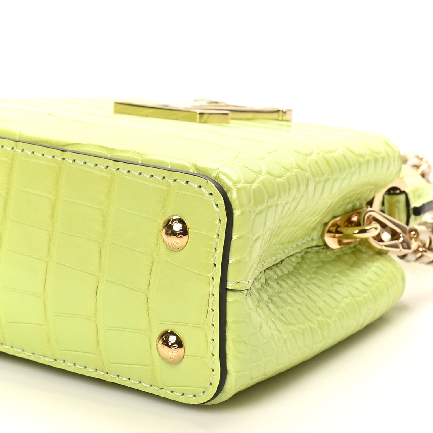 Louis Vuitton Iridescent Alligator Nano Capucines Lime