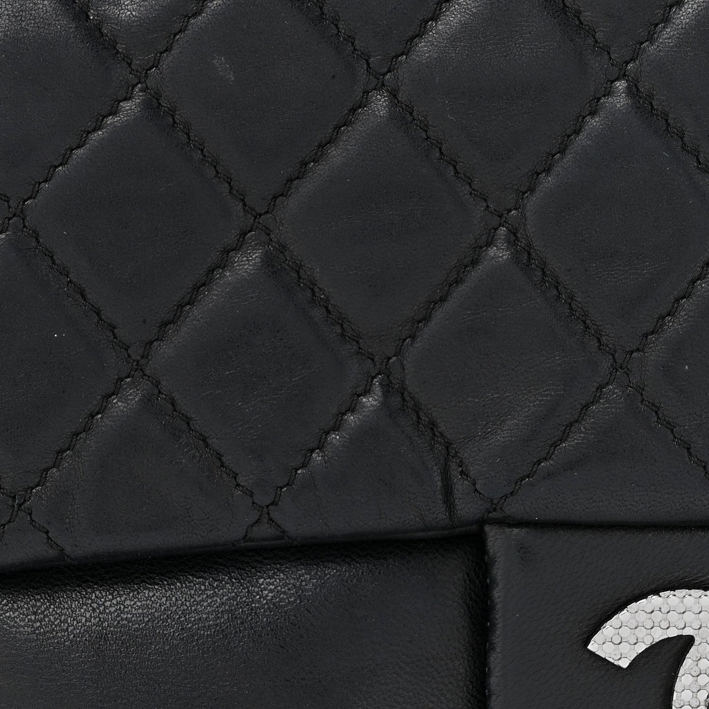 Chanel Lambskin Quilted Chain Mail Shoulder Bag Black